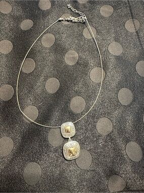 Hand Crafted Silver-Tone Necklace with Gold Accents
